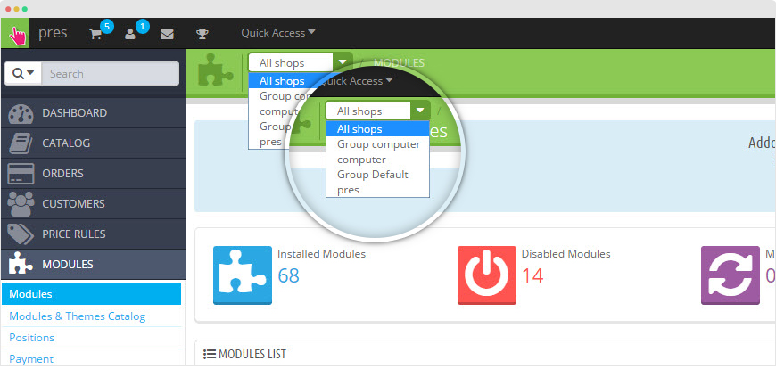 prestashop admin