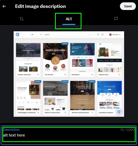 Alt-text σε εικόνες στο X